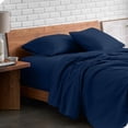 thumbnail image 1 of Bare Home Flannel Sheet Set - 100% Cotton - Deep Pocket - Queen, Dark Blue, 4-Pieces, 1 of 7