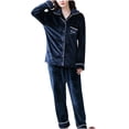 thumbnail image 1 of RKSTN Ensembles de Pyjama pour Femmes 2 Pcs Mode Flanelle Imprimée Poche Manches Longues+ Pantalon Long Ensemble de Pyjama Doux Confortable Pyjamas, 1 of 5