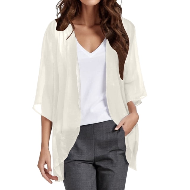 2025 Cardigan Transparent à Manches Courtes pour Femmes, Cardigan à Boutons pour Femmes, Ouvert à l'Avant, Cardigan en Chiffon pour Femmes, Haut Léopard