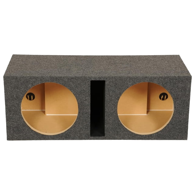 QPower QBASS Boîtier de Caisson de Basses en MDF Ventilé Double de 15 Pouces, Conçu pour les woofers de 15 Pouces, Doté d'Un design à Double Ventilation avec Deux Ouvertures Circulaires, une construction en MDF Solide de 5/8 Pouces et un Revêtement en Tapis Charbon. Comprend des Connecteurs de Coupelle de terminal et un port à Fente Partagée pour une performance de Basses Améliorée. Idéal comme Enceinte de Haut-Parleur Ou Accessoire audio. Dimensions : 38 x 18 x 16,25 Pouces.