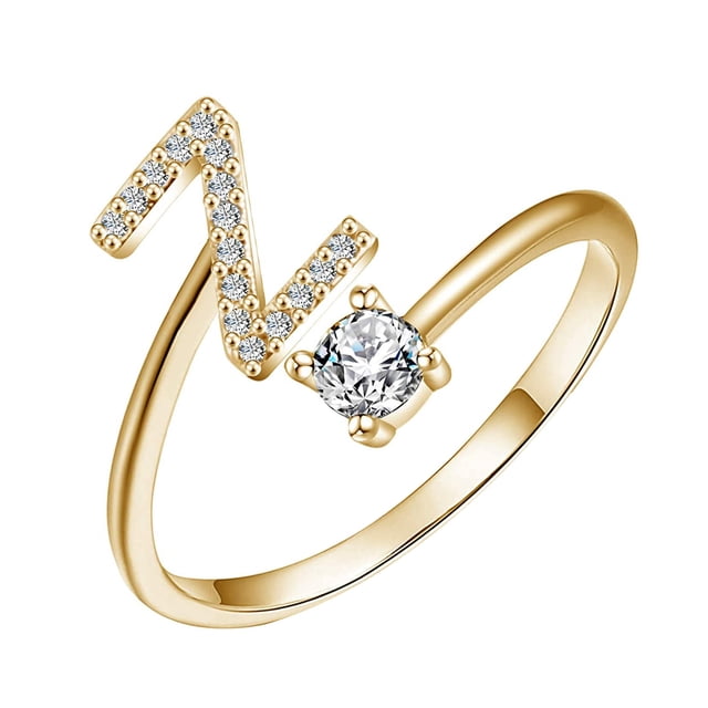 PVCS Bague Mode Exquise 26 Style Alphabet Anglais Lettre Bague en Cuivre
