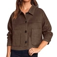 thumbnail image 4 of Plus Size Suede Jackets For Women 2025 Casual Button Down Cropped Jacket Fall Long Sleeve Outerwear Coats Work Clothes, 4 of 8