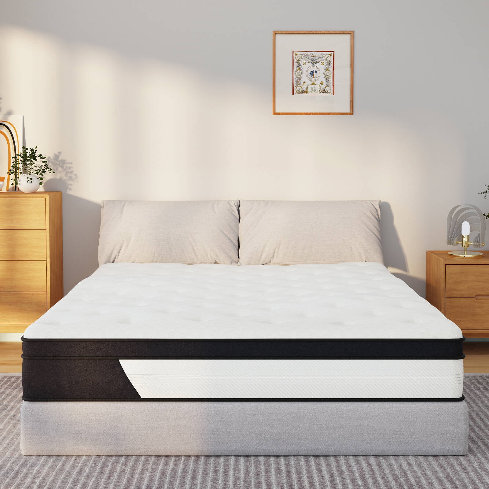 Queen Mattress, 10 Inch Hybrid Mattress in a Box, Memory Foam Pocket Springs Mattress with Motion Isolation and Pressure Relieving, Edge Support, CertiPUR-US
