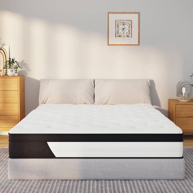 Queen Mattress, 10 Inch Hybrid Mattress in a Box, Memory Foam Pocket Springs Mattress with Motion Isolation and Pressure Relieving, Edge Support, CertiPUR-US