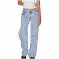 thumbnail image 1 of Women's Casual Solid Color Button-Front Jeans with Zipper Pockets for Everyday Wear, 1 of 8