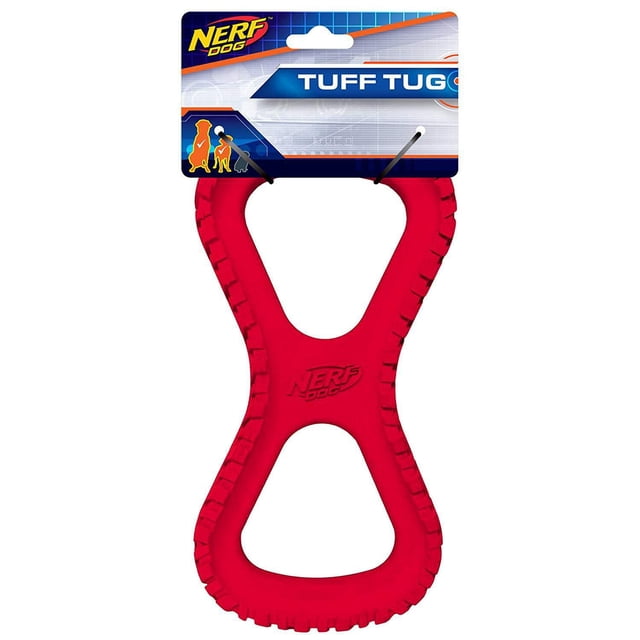 Nerf Dog Trax Infinity Jouet de Traction pour Chien, 10 Pouces, Jouet de Traction en Caoutchouc durable Rouge avec texture de Bande de Roulement pour une Prise Facile, Forme de Sablier Idéal pour le Jeu Interactif avec des Chiens Moyens à Très Grands, Présenté avec un Emballage de Marque.