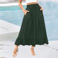 thumbnail image 2 of Bovxnpu Plus Size Skirts For Women, Womens Summer Midi Skirts Ruffle Flowy A-Line Long Skirt with Pockets, Womens Elastic Waist Drawstring Pleated Mid Skirt XXL, 2 of 5