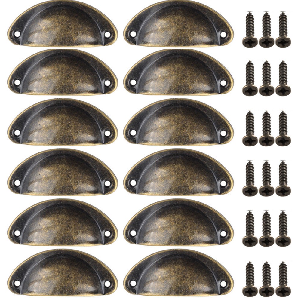12Pcs Cup Pull Shell Handles Half Moon Kitchen Cupboard Cabinet Door Drawer