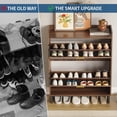 thumbnail image 4 of BeesClover Shoe Storage Cabinet with 2 Flip Drawers, Narrow Wood Hidden Fluted Shoe Rack Organizer Cabinet for Entryway, 4 of 8