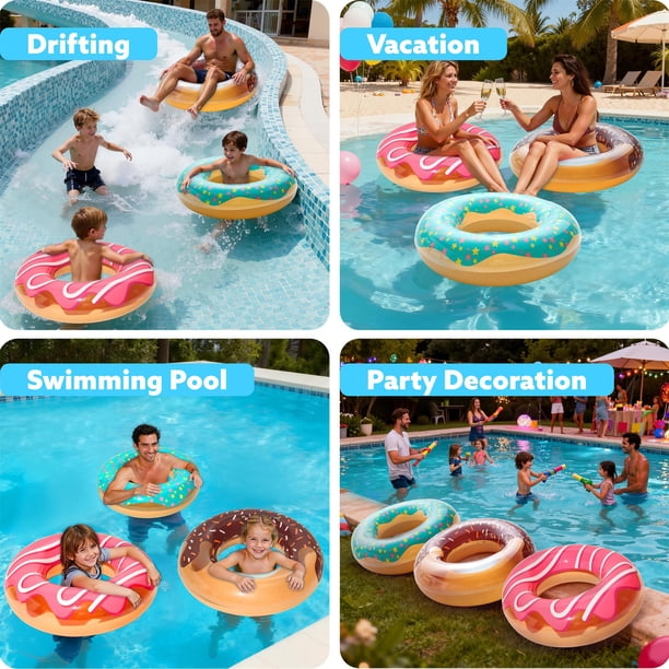 Atyao Anneau de natation gonflable Tube de natation à double valve en PVC épais avec poignée
