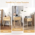 thumbnail image 3 of Gymax 2 PCS Nightstand Bedside Sofa Table with Rattan Drawer for Bedroom & Living Room, 3 of 10