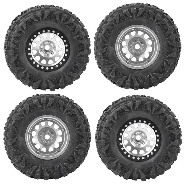 RC Tire, RC Wheel 1.8in Width Aluminum Alloy For 1/10 RC Crawler Silver