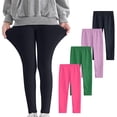 thumbnail image 4 of YUNAFFT Girls Stretchy Soft Leggings 3-12Y 4-Pack Lycra Spandex Pure Color Breathable Base Layer Pants, 4 of 9