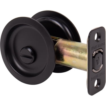 Round Pocket Door Lock, Privacy (Bed/Bath) Latch, 2-3/8" Backset, RCL, Matte Black by Stone Harbor Hardware
