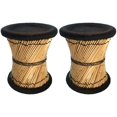 thumbnail image 1 of Natural Geo Moray Tabouret d'Appoint (Ensemble de 2) - Tissé à la Main Noir, 1 of 4