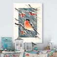 thumbnail image 1 of Designart Christmas Bullfinch Birds Traditional Framed Wall Art, 1 of 4
