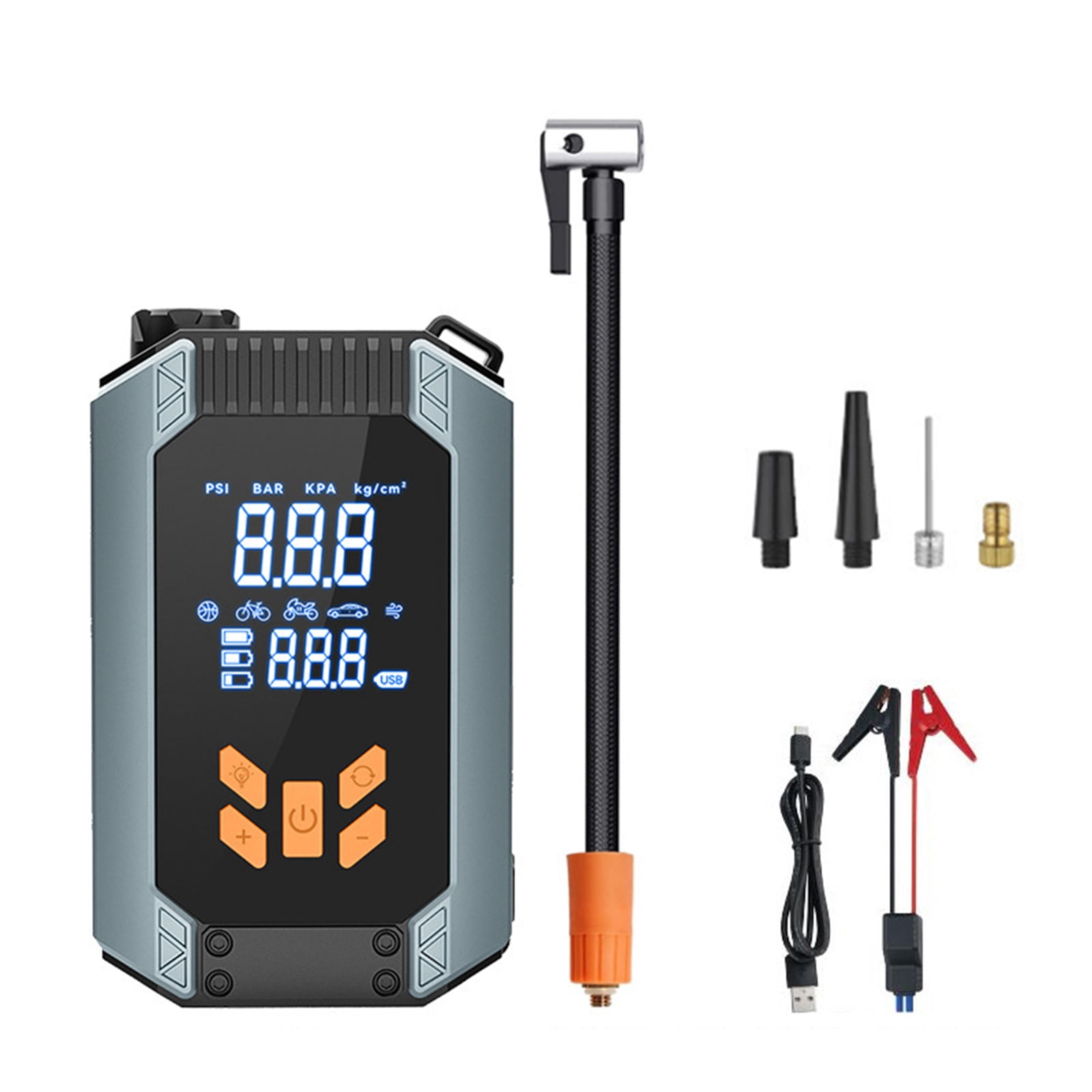 12V Car Jump Starter with Air Compressor, 150PSI Wireless Tire Inflator, LED Emergency Light & Power Bank - ABS Material, 19L/min Flow Rate, Real-Time Pressure Sensing, Intelligent Clamps for Cars,
