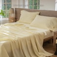 thumbnail image 2 of Bedding Sheet Set Washed Cotton Linen Like Textu Breathable Durable Soft Comfy (Dark Orange Queen), 2 of 6