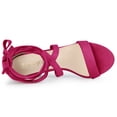 thumbnail image 4 of BLISSFUL STEP Women's Solid Color Lace up Mid Block Heels Sandals Hot Pink 9, 4 of 6