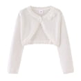 thumbnail image 2 of uublik Little Girls Coat Kids Button Closure Sweaters Cropped Jacket Cover Up Tops White, Size 2-9 Years, 2 of 4