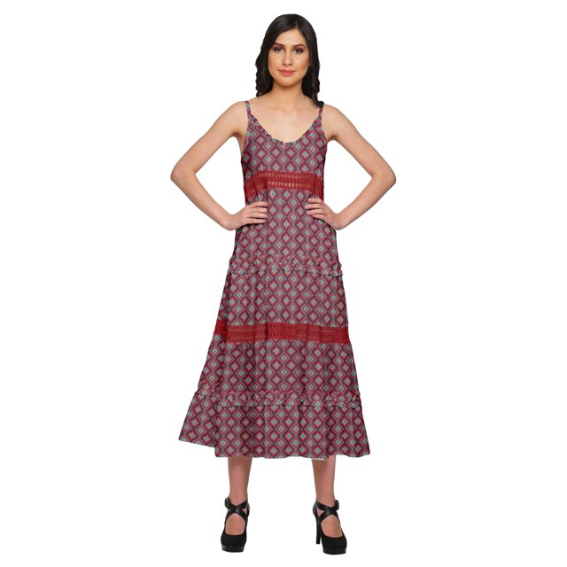 Moomaya Robe Maxi Sans Manches à Bretelles Spaghetti Ajustables pour Femmes Grande Taille
