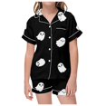 thumbnail image 5 of 2025 Tenue de Loisirs pour Enfants Imprimée Costume Garçon Col à Boutons Robe à Manches Courtes Pyjama Haut Short Pyjama, 5 of 5