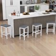 thumbnail image 2 of Gymax 24'' Upholstered Bar Stools Set of 4 Home Kitchen Stools w/ Solid Wood Support Legs Gray & White, 2 of 10