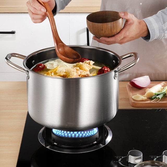 Stainless Steel Stock 10.23Inch Pot - Heavy Duty Cooking Pot with Stainless Steel Thickened Soup Pot Large Capacity Double Ear Raised Soup Pot Kitchen Pots