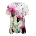 thumbnail image 4 of T-shirts pour Femmes Mode Femme Col Rond Été Manches Courtes Blouse T-Shirt Décontracté Imprimé Hauts Blouses pour Femmes Chic en Liquidation, 4 of 4