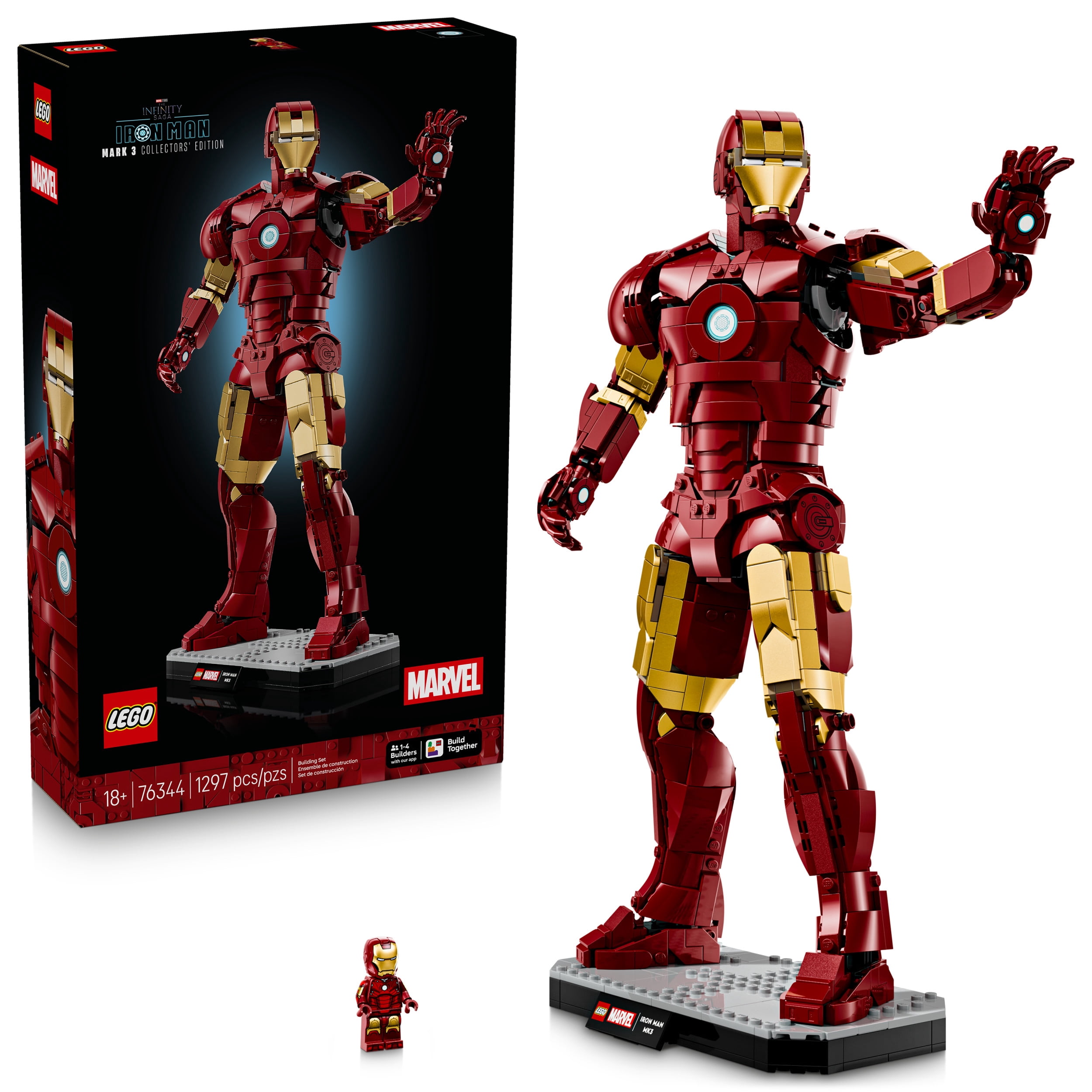 LEGO Marvel Iron Man Mark 3 Collectors’ Edition Building Set - Poseable Super Hero Construction Kit W/Mark 3 Minifigure for Adults, Ages 18+ - Collectible Gift Idea for Birthdays - 76344