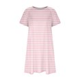 thumbnail image 4 of FcBaudy Robe à Manches Courtes à Col Rond Longueur Genou, Robes d'Été pour Femmes Robe T-Shirt d'Été Décontractée pour Femmes Tunique Ample à Manches Courtes avec Poches pour Femme Jupe Imitation Coton, 4 of 5