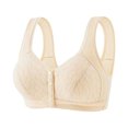 thumbnail image 1 of Virmaxy Womens Wireless Bra Lace Plus Size Gathering Underwear Everyday Bra Color Comfortable Hollow Out Perspective Bra Underwear No Rims Beige-4 38/85, 1 of 2