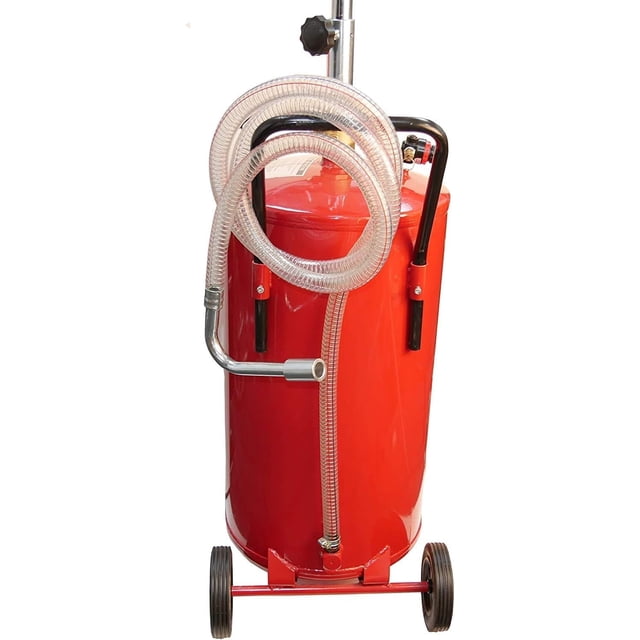 Ourlova Portable Fee Oil Drain 18 Gallon Waste Oil Container for Steel Oil Change Pan with Brake Wheels Liquid Level Indicator Tube Oil Cart for Oil Drain Funnel Drain