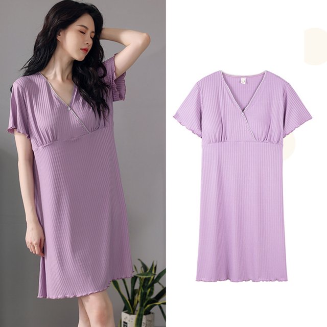 REDHOTYPE Chemises de Nuit pour Femmes Douces Légères Manches Courtes Longue Robe de Nuit