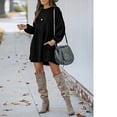 thumbnail image 2 of MesaSe Jupe Côtelée Tricotée pour Femmes Manches Lanterne Col Rond Robe Courte Pull Jupe avec Poches Automne Hiver Jupe Inférieure, 2 of 5