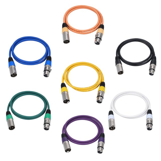 Tignapoo Lot de 7 Câbles de Microphone XLR DMX512 en Couleurs Assorties pour Équipement Audio Professionnel