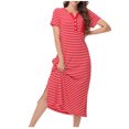 thumbnail image 1 of Longues Chemises de Nuit pour Femmes Robe de Nuit d'Été Confortable à Col Rond pour Femmes Ample à Manches Courtes Vêtements de Maison, 1 of 6