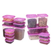 17pcs/set Refrigerator Food Container Plastic Microwave Food Food Organizer; Plastic Food Storage Box Kitchen Lunch Organizer, Red