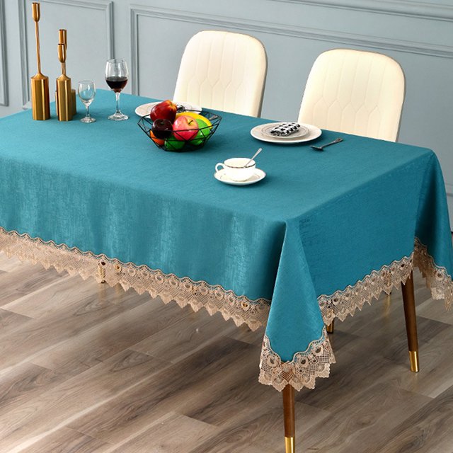 MAWCLOS Table Cloths Washable Tablecloths Covers Lace Tablecloth Home Decor Vintage Embroidered Polyester Waterproof Green 55"x 79"/ 140cm*200cm