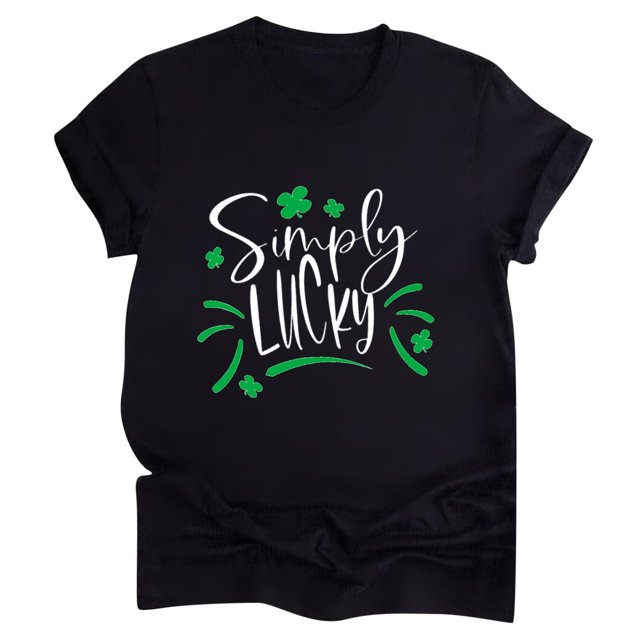 Pompotops T-Shirt Décontracté pour Femmes Imprimé Fête de la Saint-Patrick à Manches Courtes