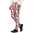 thumbnail image 4 of INSPIRE CHIC Men's Casual Geometric Printed Color Block Flat Front Dress Pants 32 Orange Blue, 4 of 7