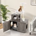 thumbnail image 4 of Costway 2-in-1 Wooden Litter Box Enclosure with Cat Tree Hidden Washroom Furniture Gray, 4 of 10