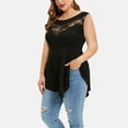 thumbnail image 2 of Timegard Womens Plus Size Tank Tops Lace Round Neck Irregularly Bottom Loose Tunic Tops Comfy Casual, 2 of 6