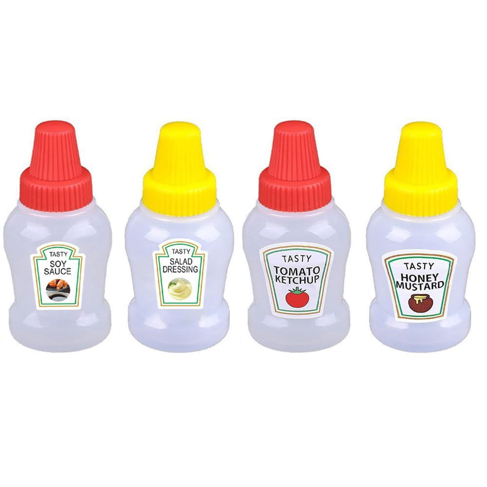 Clearance Now! Mini Condiment Squeeze Bottles, Sauce Containers for Lunch Box, Portable Honey Sauce Salad Dressing Dispensers Jars Containers, Mini Ketchup Bottle Salad Container for Lunch D2H4