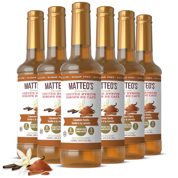 Matteo's Sirop Aromatisant pour Café Sans Sucre, Cannelle Vanille, Délicieux Sirop pour Café, 0 Calories, Sirops pour Café 0 Sucre, Compatible Céto
