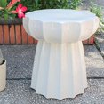 thumbnail image 2 of Catalina Tabouret de Jardin Rond en Céramique à Bords Festonnés, Blanc Antique, 2 of 3