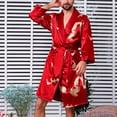 thumbnail image 2 of Men Casual Long Sleeves Lace-up Print Home Pocket Long Pajama Robe, 2 of 9