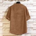 thumbnail image 3 of Weiqiqre T-Shirt Décontracté pour Hommes à Manches Courtes, Couleur Unie, Col Ras du Cou à Boutons, Mode Automne, Hauts Style de Rue pour l'Été, 3 of 4