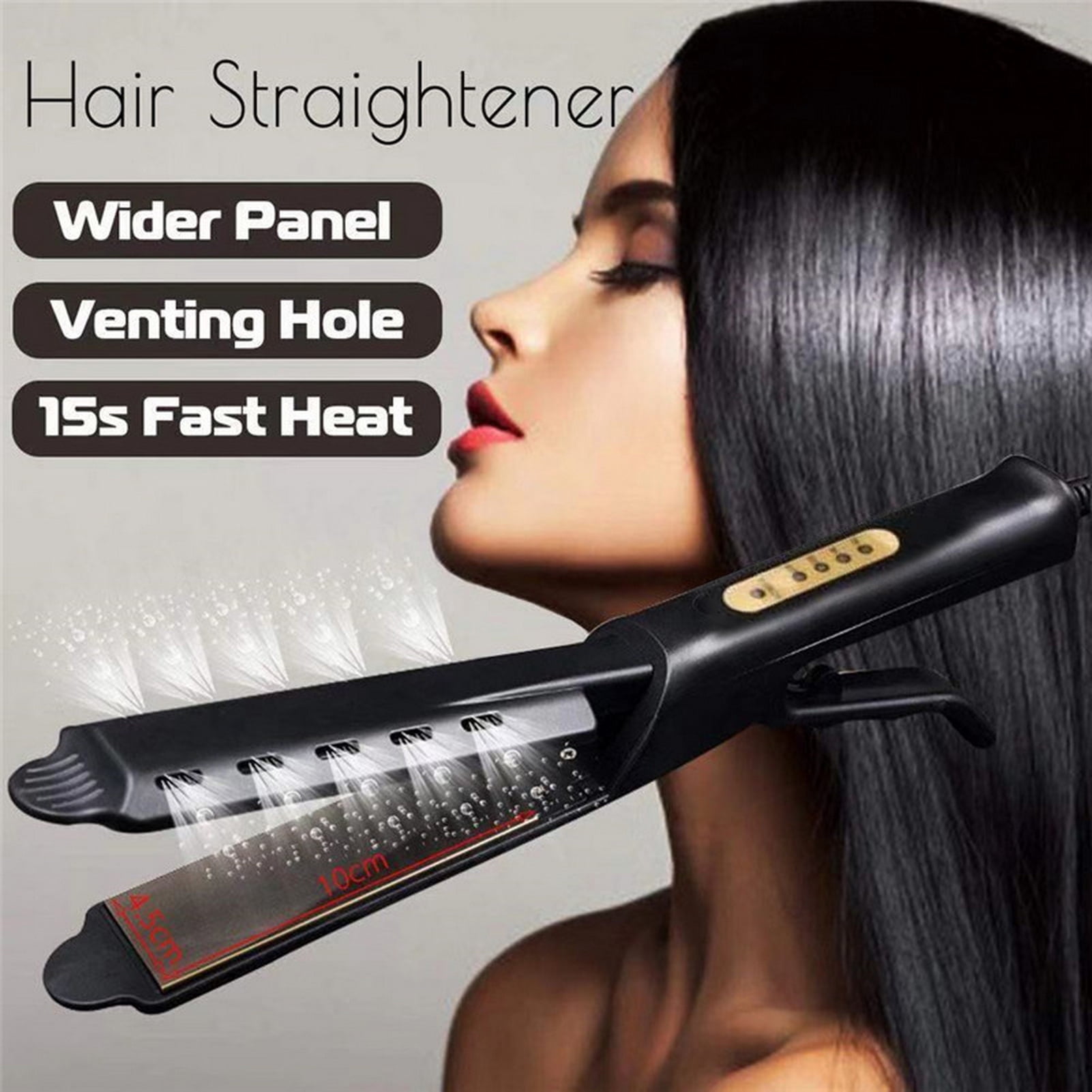 No-damage Hair Straightener with 4 Temperature Adjustable Steam Therapy Flat Iron with Tourmaline Ceramics Plates Hair Straightener & Curler 2-in-1 Heating Tool for Bangs Straight Curly Hair (US Plug)