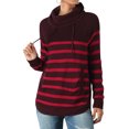 thumbnail image 3 of Women Stripe Turtle Neck Pocket Front Long Sleeve Knitted Sweater, 3 of 7